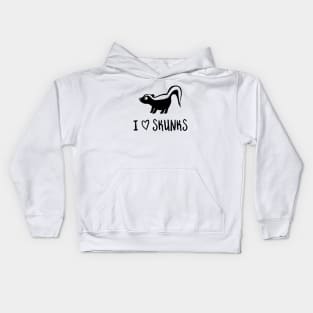 I Heart Skunks for Skunk Lovers Kids Hoodie